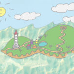 ひょっこりひょうたん島のモデル　蓬莱島に再建された赤い灯台