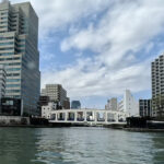 隅田川から眺める豊海橋　フィーレンディール形式としては日本最古